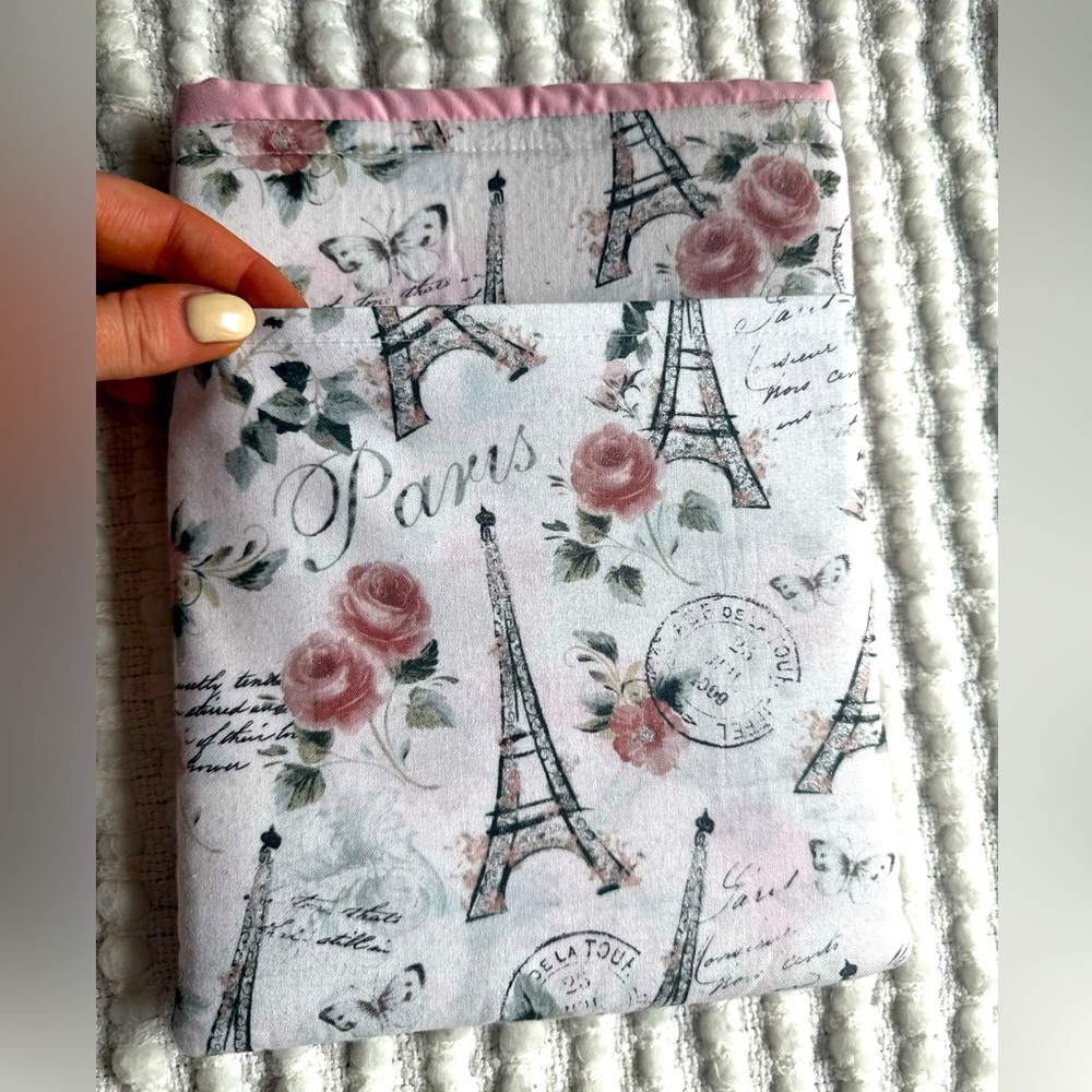 Paris Themed Book Sleeve, reading accessory, electronics, handmade in Canada